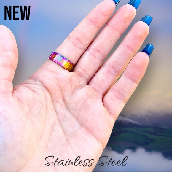 💝New Unisex Spider Stainless Steel Rainbow Band ring - Picture 11 of 12